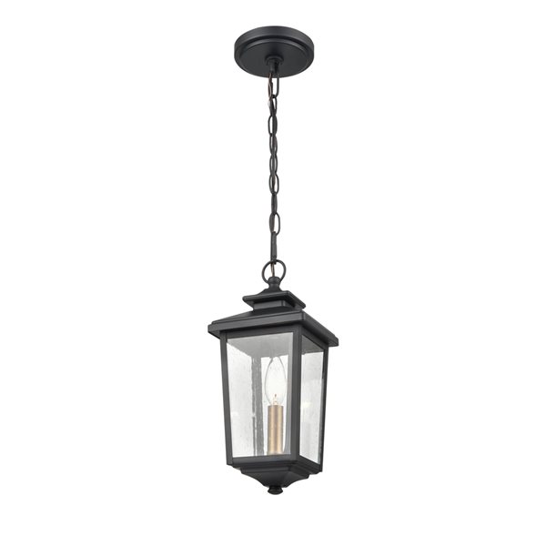 Millennium Lighting Eldrick Powder Coat Black Modern/Contemporary Incandescent Seeded Glass Outdoor Pendant Light