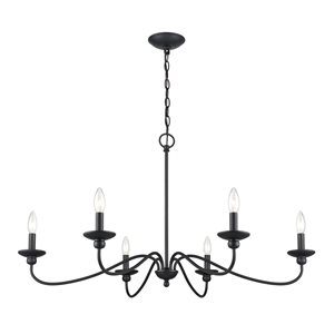 Millennium Lighting Delvona 6-Light Matte Black Modern/Contemporary Chandelier