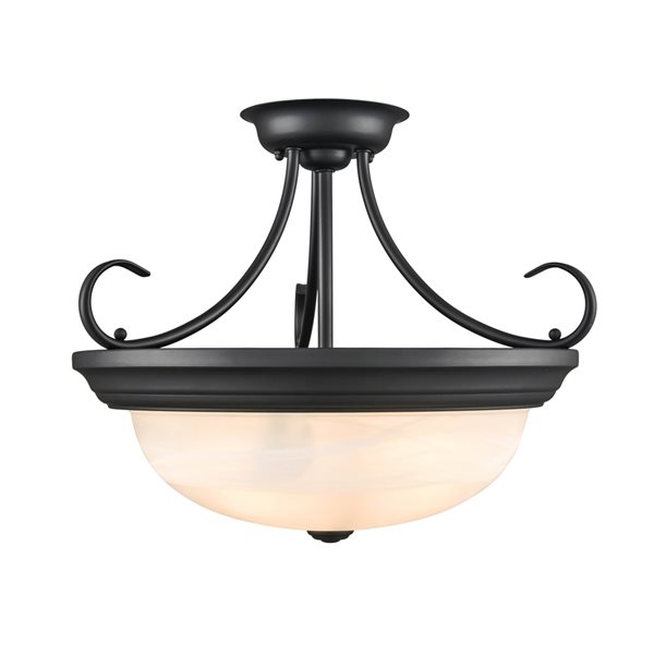 Millennium Lighting 17-in 3-Light Matte Black Modern/Contemporary Semi-Flush Mount Light