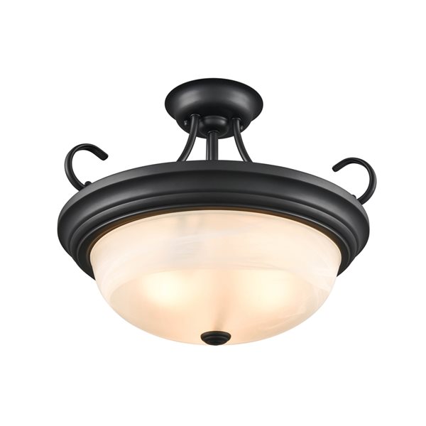 Millennium Lighting 17-in 3-Light Matte Black Modern/Contemporary Semi-Flush Mount Light