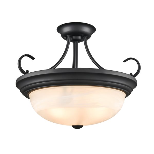 Millennium Lighting 17-in 3-Light Matte Black Modern/Contemporary Semi-Flush Mount Light