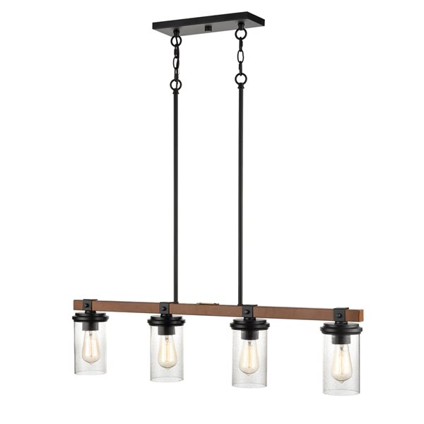 Millennium Lighting Taos 4-Light Matte Black/Wood Grain Kitchen Island Lighting