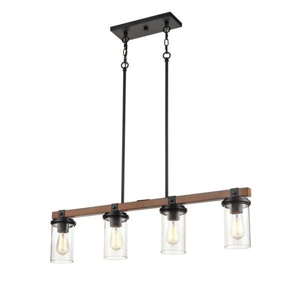 Millennium Lighting Taos 4-Light Matte Black/Wood Grain Kitchen Island Lighting