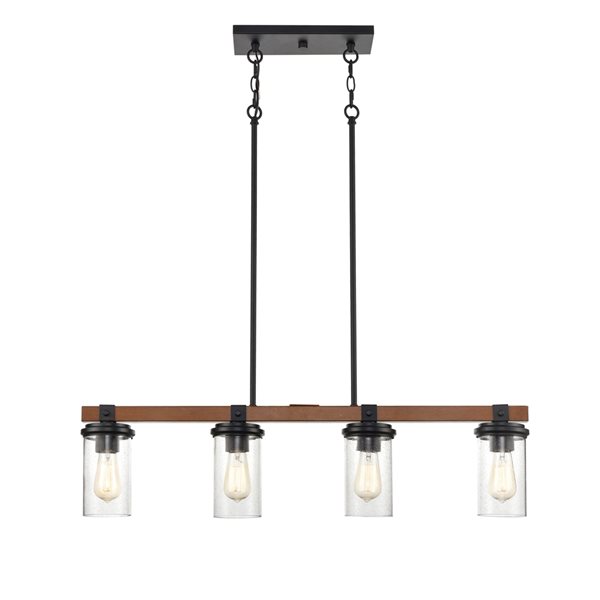 Millennium Lighting Taos 4-Light Matte Black/Wood Grain Kitchen Island Lighting