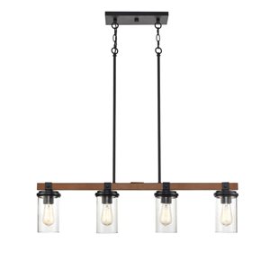 Millennium Lighting Taos 4-Light Matte Black/Wood Grain Kitchen Island Lighting