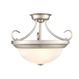 Millennium Lighting 15-in 2-Light Satin Nickel Modern/Contemporary Semi-Flush Mount Light