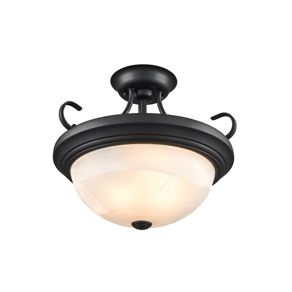 Millennium Lighting 15-in 2-Light Matte Black Modern/Contemporary Semi-Flush Mount Light
