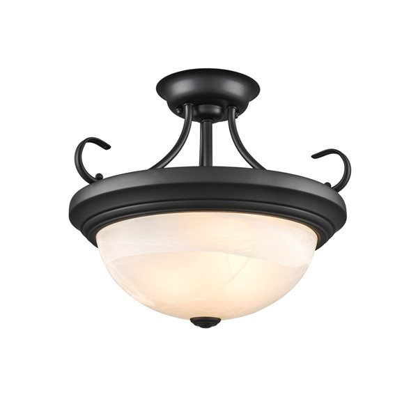 Millennium Lighting 15-in 2-Light Matte Black Modern/Contemporary Semi-Flush Mount Light