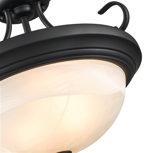 Millennium Lighting 15-in 2-Light Matte Black Modern/Contemporary Semi-Flush Mount Light