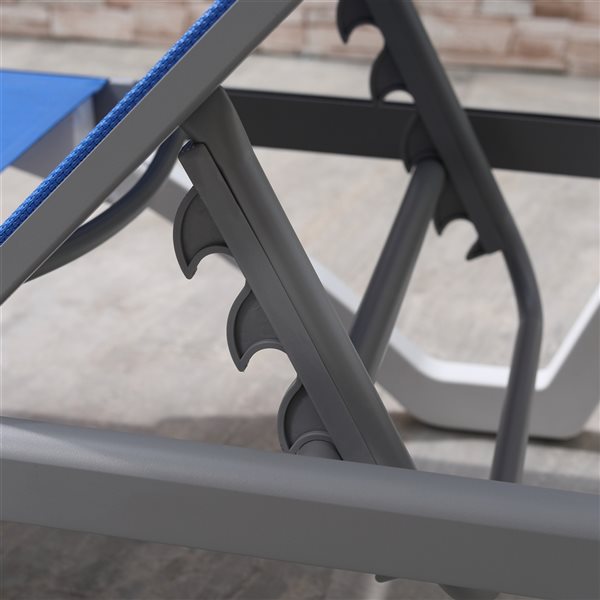 Outsunny White Metal Chaise Lounge Chair with Blue Mesh Seat 84B595BU RONA