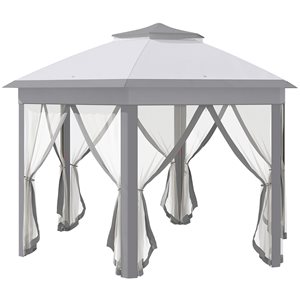 Outsunny 13.3-ft L Hexagon Grey Pop-up Canopy
