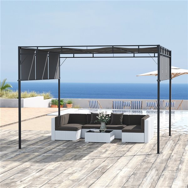 Outsunny 10-ft x 10-ft Dark Grey Metal Freestanding Pergola - Canopy Included