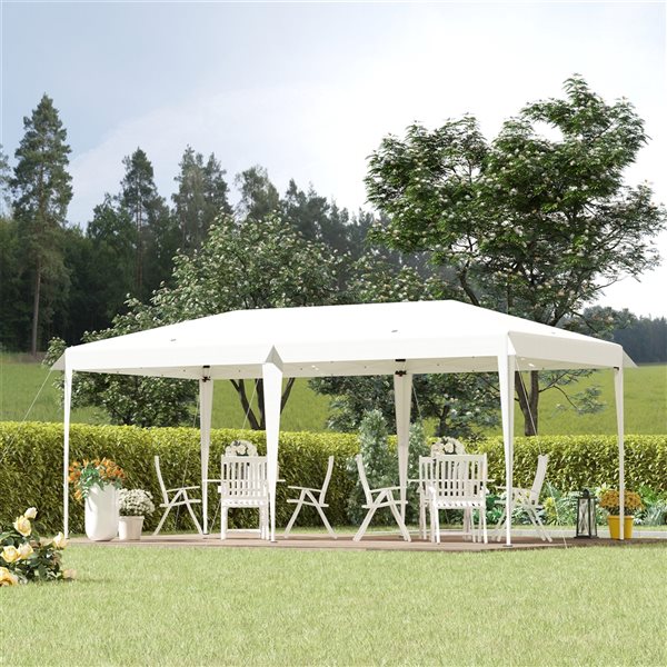 Outsunny 19-ft x 10-ft Rectangle White Pop-up Canopy
