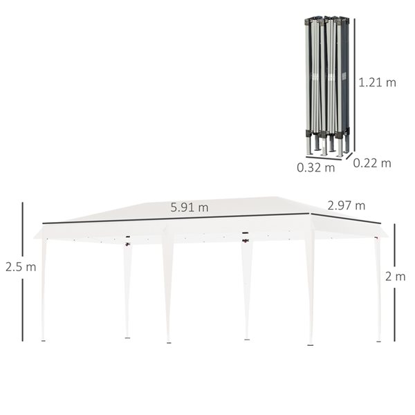 Outsunny 19-ft x 10-ft Rectangle White Pop-up Canopy
