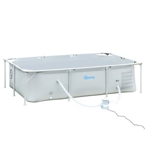 Outsunny 8.3-ft x 5-ft x 25.5-in Rectangular Grey Above-Ground Pool