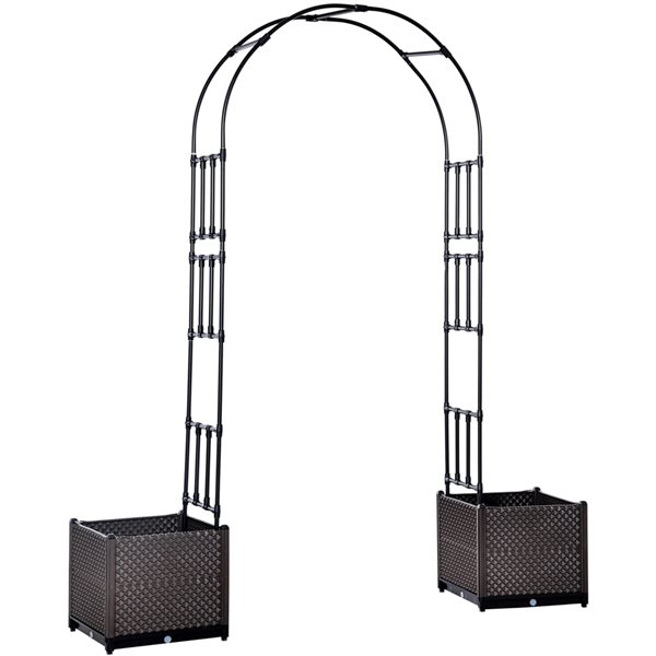 Outsunny 7.21-ft W x 8.38-ft H Black Garden Arbour