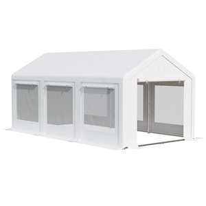 Outsunny 20-ft x 10-ft Rectangle White Canopy with 6 Removable Walls