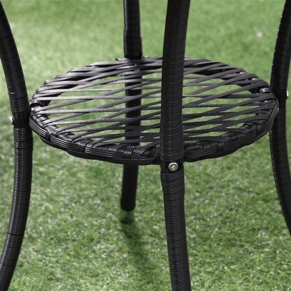 Outsunny Black Wicker Bistro Set with Red Cushions Included - 3- Piece