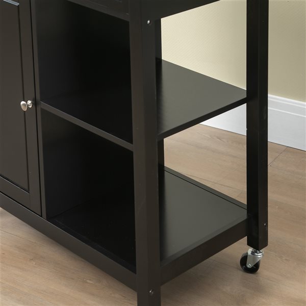 HomCom Black Composite Base with Composite Wood Top Kitchen Cart (17.75-in x 32.75-in x 34.75-in)