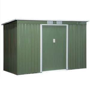 Outsunny 4-ft x 9-ft Green Galvanized Steel Storage Garden Shed