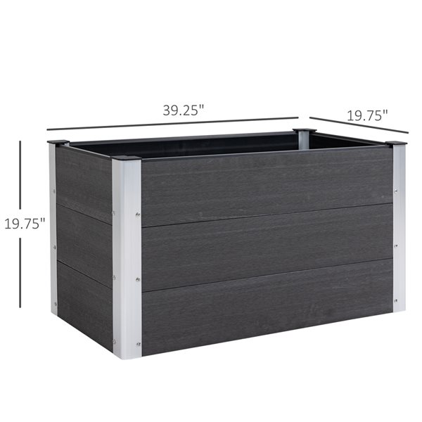 Jardinière Outsunny en plastique gris de 39,25 po l. x 19,75 po