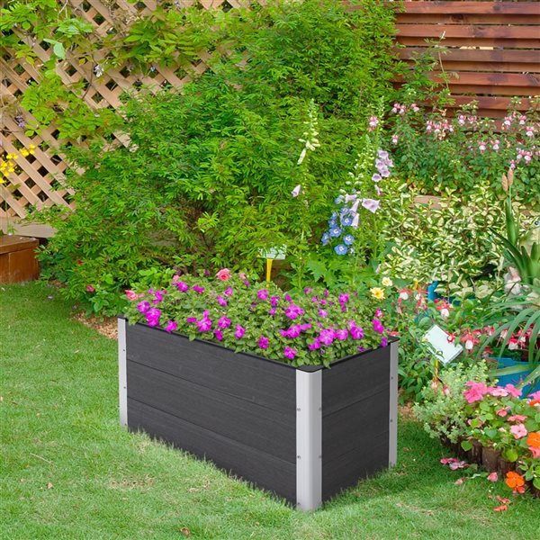 Jardinière Outsunny en plastique gris de 39,25 po l. x 19,75 po