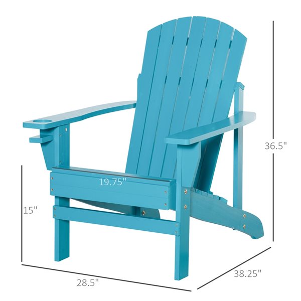 Outsunny Turquoise Wood Adirondack Chair