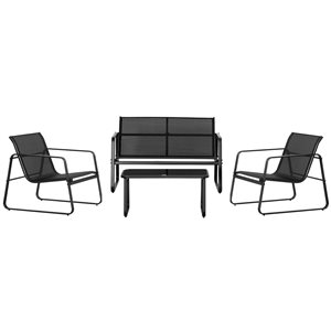 Outsunny Black Metal Conversation Set - 4- Piece