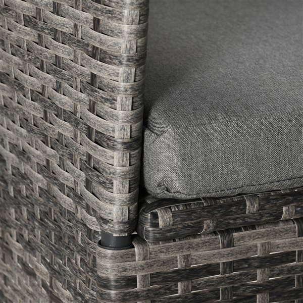 Outsunny Grey Wicker Bistro Set with Grey Cushions Included - 3- Piece