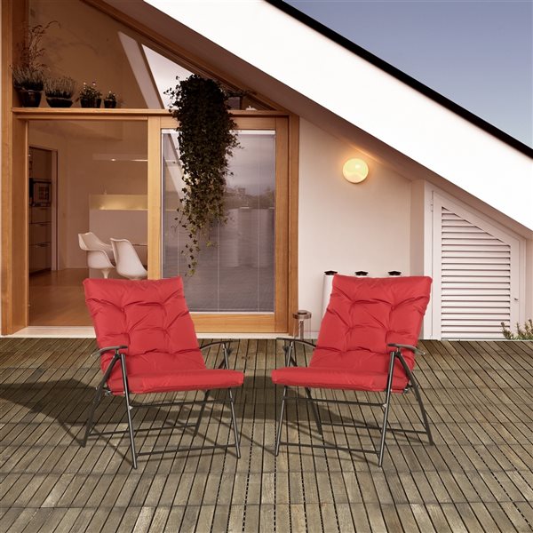 red folding outdoor chairs