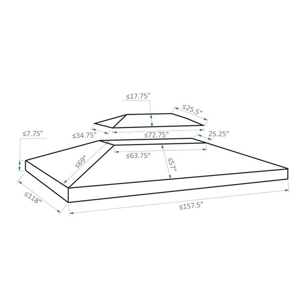 Toit de rechange pour abri de jardin Outsunny gris pâle de 13 pi x 10 pi