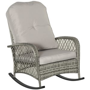 Outsunny Grey Wicker and Metal Rocking Chair