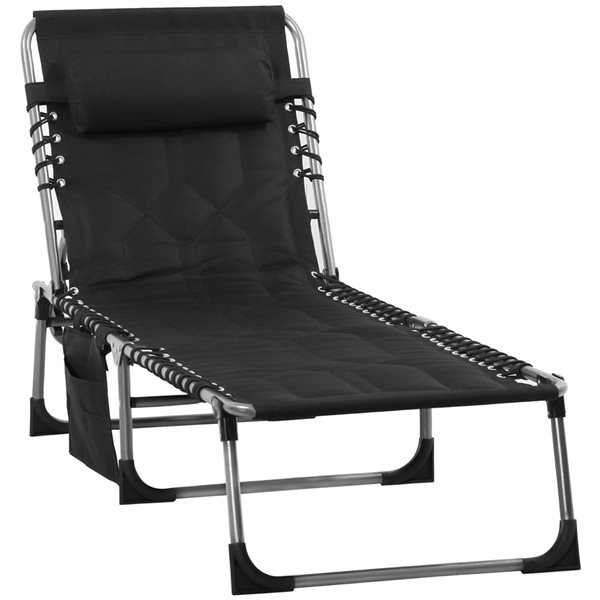Image of Outsunny | Silver Metal Chaise Lounge Chair With Black Mesh Seat | Rona