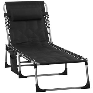 Chaise longue Outsunny en métal argent avec siège maillé noir