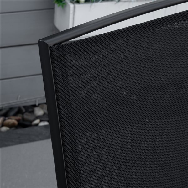 Outsunny Outdoor Black Steel Glider Chairs with Side Table Set - 3-Piece