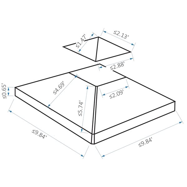 Toit de rechange pour abri de jardin Outsunny gris foncé de 9,8 pi x 9,8 pi