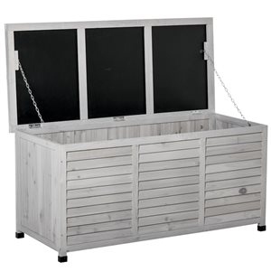 Outsunny 50-in x 22-in Grey Wood Deck Box