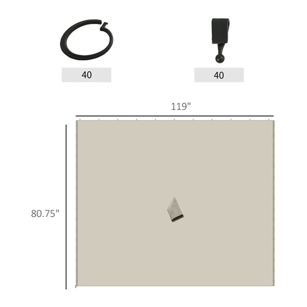 Parois latérales de rechange pour abri de jardin Outsunny beige de 10 pi x 10 pi