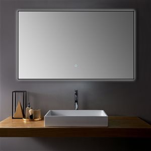 Sera Ella 48-in Lighted LED Black Rectangular Bathroom Mirror