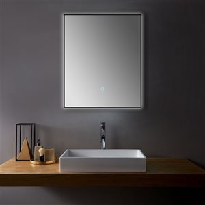 Miroir de salle de bains Ella rectangulaire de 30 po avec lumière DEL par Sera, noir