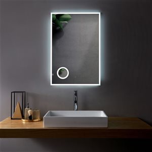 Sera Lily 24-in Lighted LED Fog Free White Rectangular Bathroom Mirror