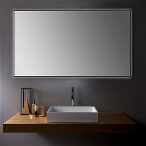 Sera Ella 60-in Lighted LED Fog Free Black Rectangular Bathroom Mirror