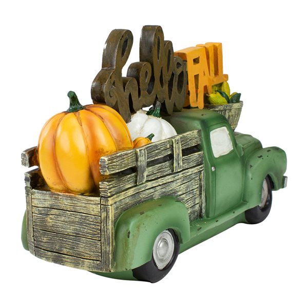 Northlight 11.25-in Polyresin Green Truck with Pumpkins Figurine