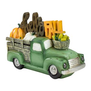 Northlight 11.25-in Polyresin Green Truck with Pumpkins Figurine