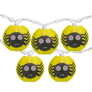 Northlight 10-Count 8.75-ft Constant Incandescent Electrical Outlet Yellow Spider Paper Lantern Halloween String Lights