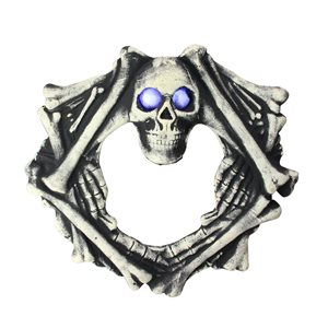 Northlight 18.5-in Pre-Lit Indoor Skeleton Halloween Wreath with Blue Incandescent Lights