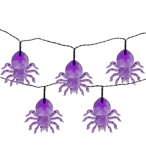 Northlight 10-Count 6-ft Constant LED Battery-Operated Purple Spider Halloween String Lights