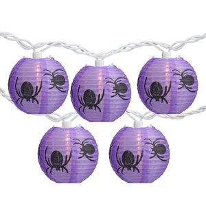 Northlight 10-Count 8.75-ft Constant Incandescent Electrical Outlet Purple Spider Paper Lantern Halloween String Lights