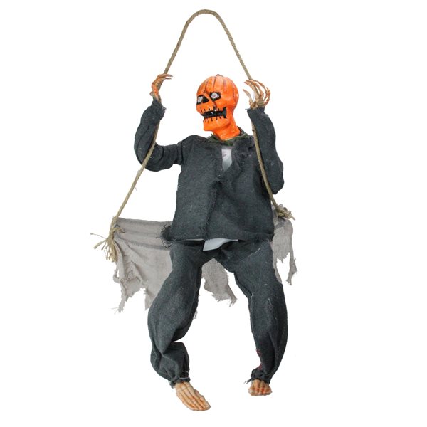 Northlight 30-in Animatronic Lighted Talking Pumpkin Man Hanging Decoration