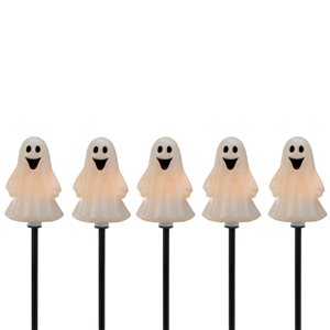 Northlight White Electrical Outlet Ghost Halloween Pathway Markers - Set of 5